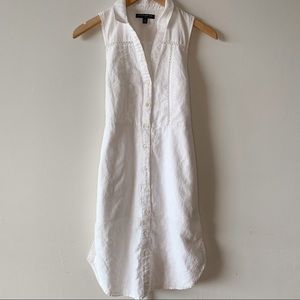 Banana Republic 00P White Linen Midi Dress Pockets